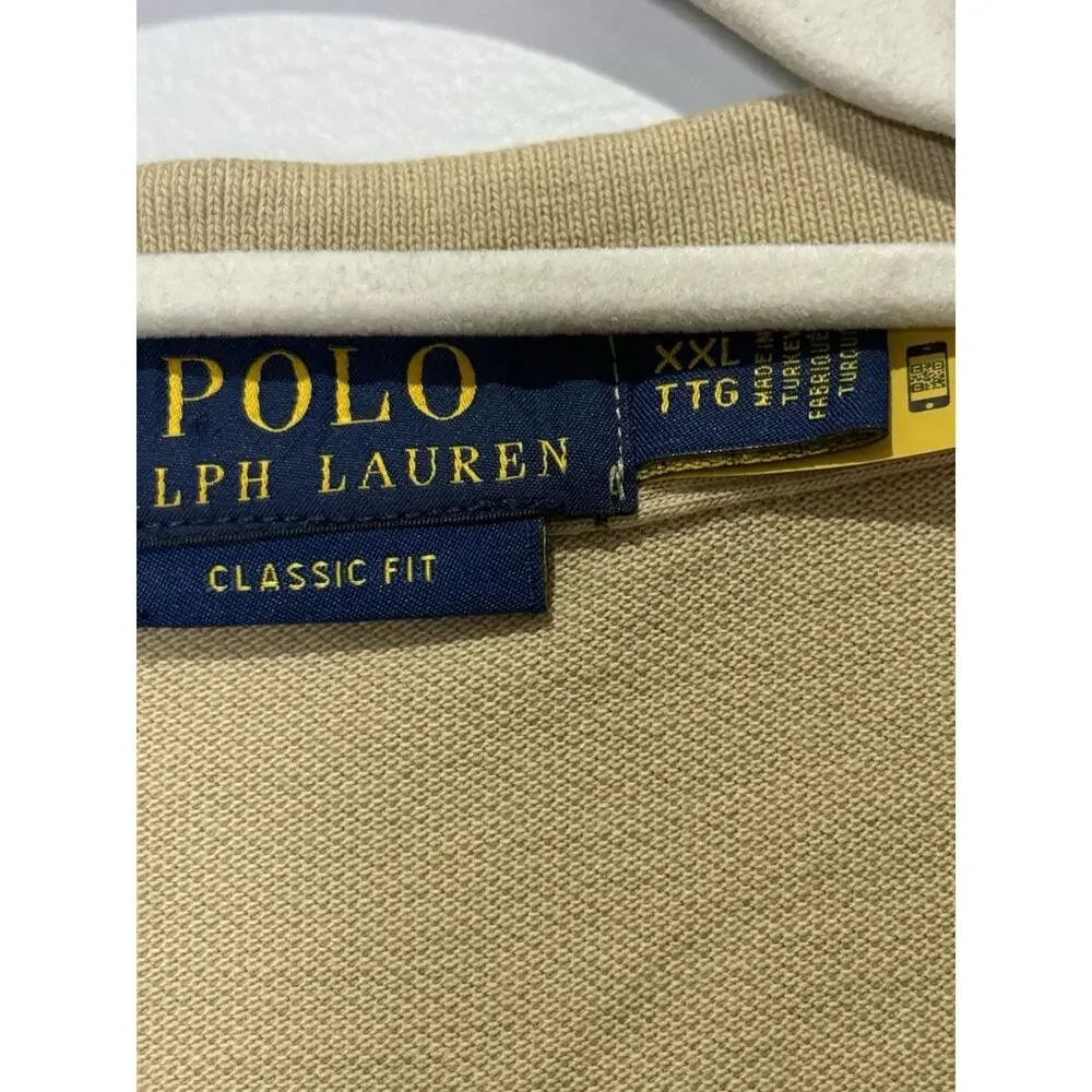 Polo Ralph Lauren Men’s Polo Shirt Brown Beige Tan 100% Cotton Short Sleeve XXL